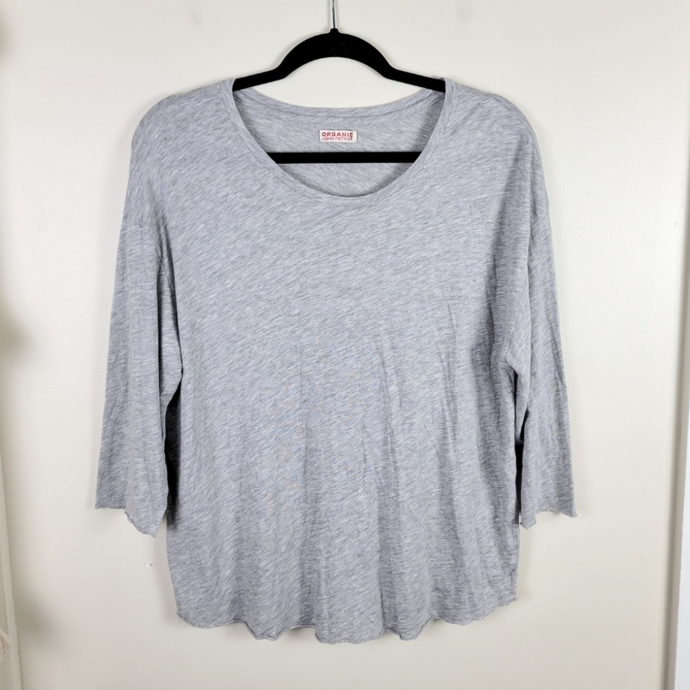 🎈Organic John Patrick Solid Grey 3/4 Sleeve Top